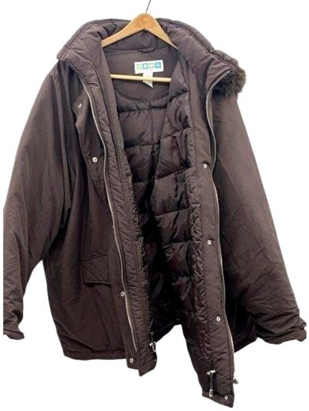 Weather Solutions Brown Hooded Winter Coat 4X